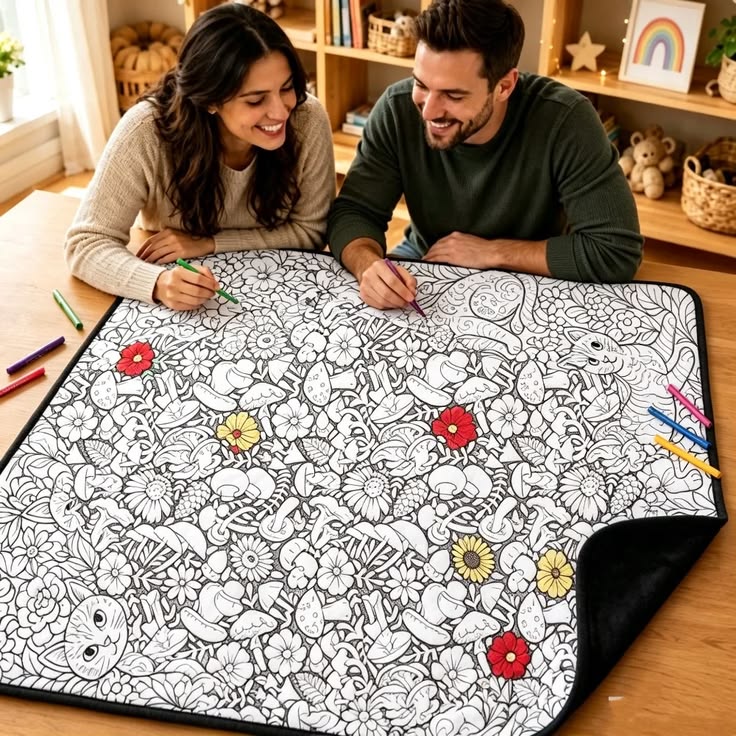 Reusable Anti-Stress Coloring Blanket